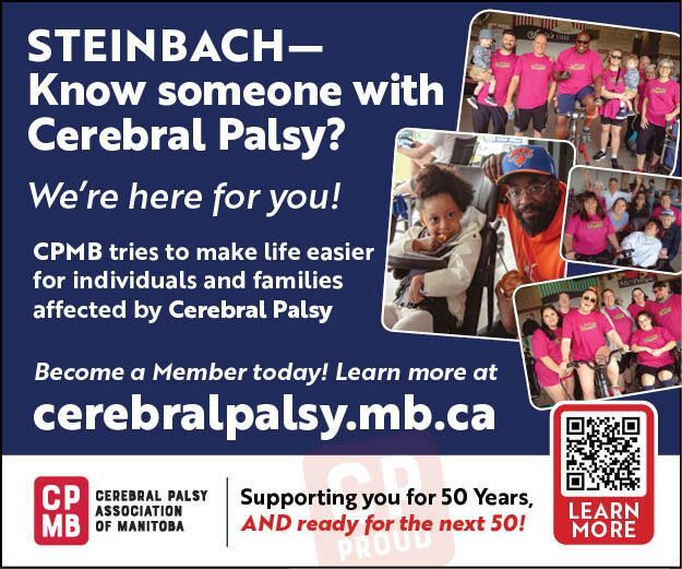 CerebralPalsyMB's tweet image. STEINBACH—Know someone with Cerebral Palsy? The Cerebral Palsy Association of Manitoba tries to make life easier for individuals &amp;amp; families affected by CP. Become a CPMB Member today buff.ly/DZEQiVo Supporting you for 50 years, AND ready for the next 50! #CPProud