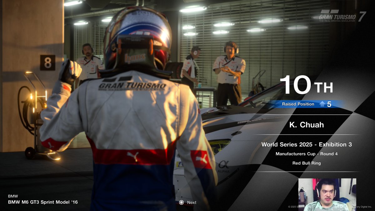 CSLKevin's tweet image. GTWS Manufacturers Cup Exhibition S3 Round 2 
P15 &amp;gt;&amp;gt; P10 (130 pts)    
Started from the back and last, despite having pace in the rain at Red Bull, unfortunately got held up by everybody else in the rain and eventually did a Spin-A-Roonie on lap 25 for the fun of it.

#GT7