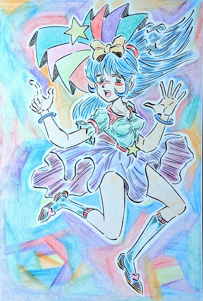 #オリキャラ #オリキャライラスト #絵描きさん交流会 
おそらくプリキュアか何かの親戚ではないかと思われます😅

明日からもまた、頑張って漫画を描くぞ〜🥳✌️

多分…😅🙇

出羽👋