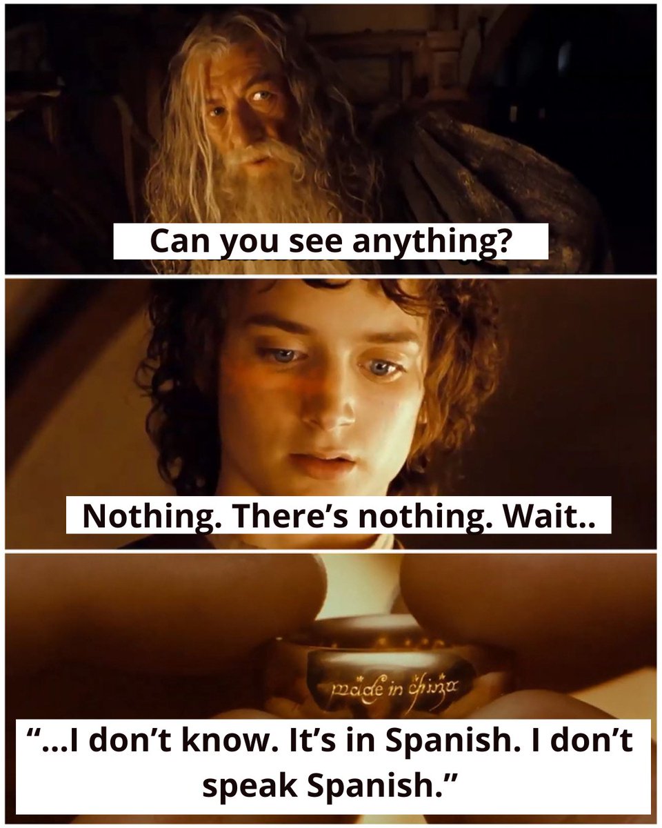 GhostKiRu's tweet image. A moment of humor: Don’t be like Frodo — learn languages! 😂 Why not start with Spanish? 😉
Check out new videos every day and boost your skills! 🌟

#LanguageLearning #Spanish #Meme #LearnWithFun #PolyglotLife #DailyLearning #LOTR #LordOfTheRings