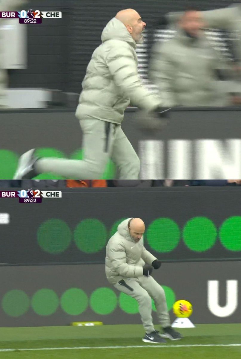 ماريسكا كان يريد الاحتفال مع اللاعبين ولكن تذكر بـأنه يمتلك كرت أصفر ولا يريد أن يطرد نفس ما حدث في مباراة ليفربول لذلك عاد مباشرة 💀💀💀💀💀