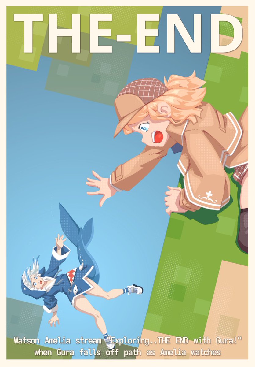 Gura and Amelia explore THE END when suddenly one of them falls of the path!

A suggestion by one of my supporters based on a lil clip, Tryed something a bit different for this one

Done in krita, really the lasso fill brush  it has and the transform layers are very useful