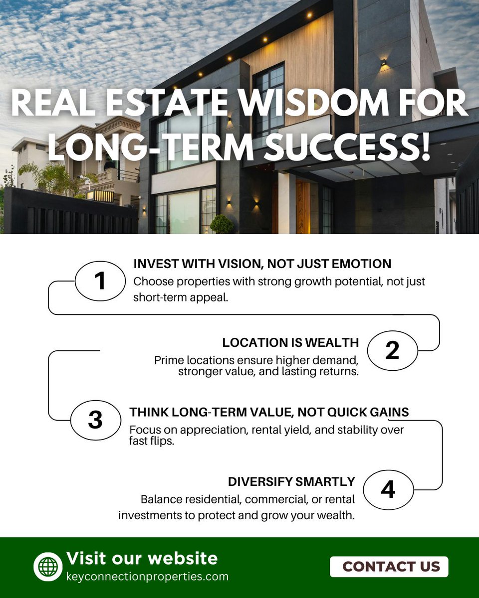 ConnectTheKeys's tweet photo. Real Estate Wisdom for Long-Term Success!

Choose properties with strong growth potential, not just short-term appeal.
Focus on appreciation, rental yield, and stability to secure your future.

Visit https://t.co/mNX2XseHfd

𝐅𝐨𝐥𝐥𝐨𝐰 𝐔𝐬👉: @keyconnectionproperties https://t.co/QfGeRJNYun