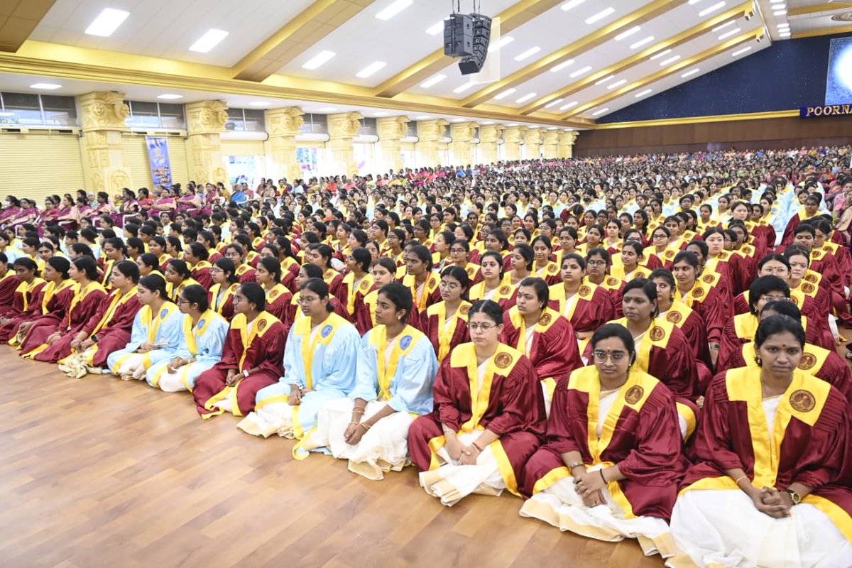 VPIndia's tweet photo. Hon’ble Vice-President of India, Shri C. P. Radhakrishnan, graced the 44th Convocation of the Sri Sathya Sai Institute of Higher Learning(SSSIHL) at Puttaparthi, Andhra Pradesh today.

Addressing the graduates, the Vice President recalled Sri Sathya Sai Baba’s vision of an education system where service is a way of life, applauding the Institute’s focus on character-building, wisdom, and respect for all faiths.

The Vice-President said India stands on the cusp of unprecedented progress, emerging as a global hub of innovation and a beacon of sustainable development.

Emphasising the need to master emerging technologies like AI, Big Data, Blockchain, and Machine Learning, he called upon graduates to contribute meaningfully to the vision of Viksit Bharat @ 2047.

Hon'ble Chief Minister of Andhra Pradesh, Shri N. Chandrababu Naidu; Honble Minister for HRD, IT, Electronics & Communication and RTG, Government of Andhra Pradesh, Shri Nara Lokesh; Chancellor of SSSIHL, Shri K. Chakravarthi; along with other dignitaries, members of the teaching faculty, students, and parents were present on the occasion.