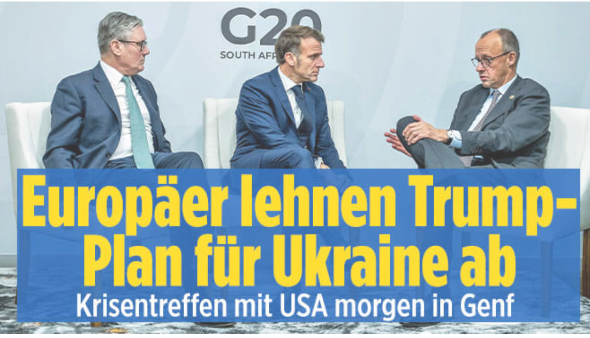 Friedensplan abgeleht?
Was haben diese 3 Kriegstreiber gemeinsam?
Sie sind derart inkompetent und machen so grottenschlechte Politik, dass aufgrund ihrer Unbeliebtheit ihre Wiederwahlchancen in ihren Heimatländern allesamt bei Null liegen.
Sie brauchen diesen Krieg unbedingt,