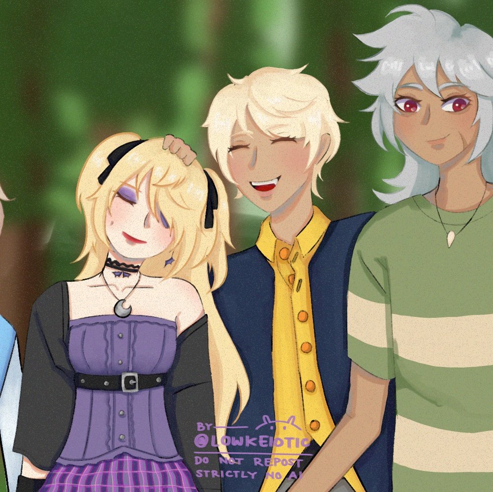 lowkeiotic's tweet image. here&apos;s the finished piece of benny&apos;s adventure team!! (sorry the bg suckss)

slight barbelle, bennefischl, rannett if you look close enough

#bennett #fischl #razor #klee #barbara #noelle