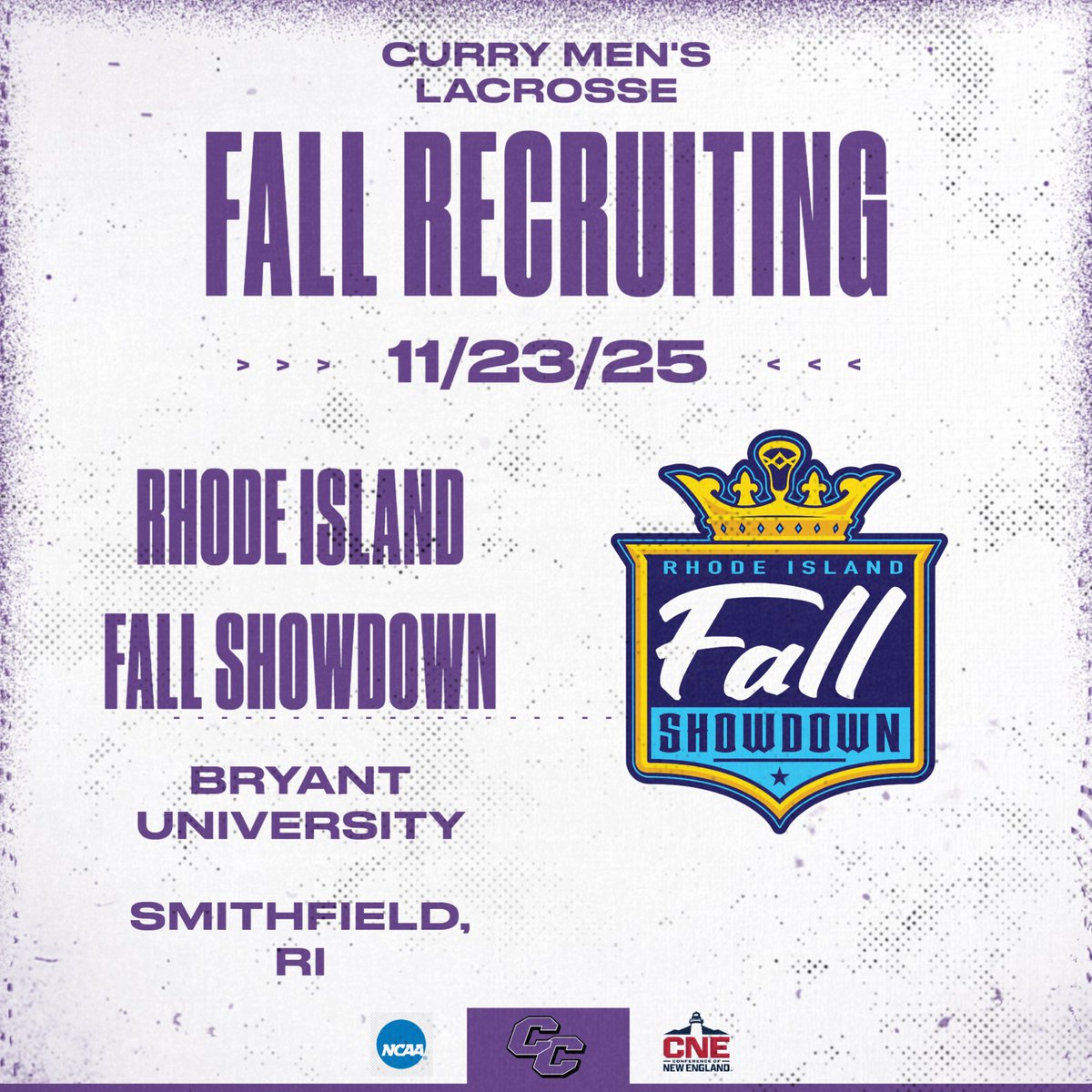 CurryMLAX's tweet image. A member of our coaching staff will be on the road at Bryant University tomorrow for another big day of fall recruiting! #currymlax #fallball 🍁 🥍