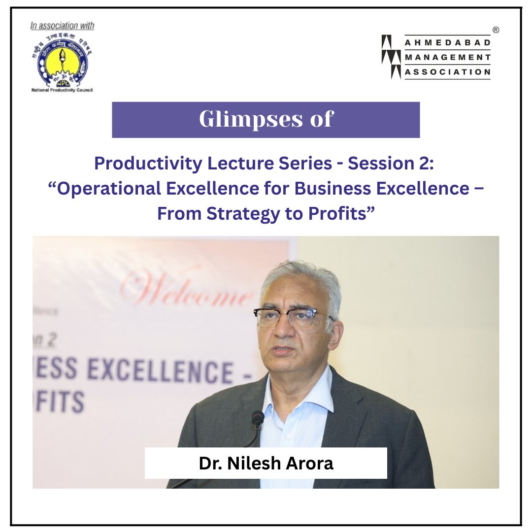 ama_ahmedabad's tweet photo. Excellence – From Strategy to Profits.

A valuable and engaging session at AMA as we continued the Productivity Lecture Series with the theme Operational Excellence for Business Excellence – From Strategy to Profits

Dr. Nilesh Arora delivered an insightful talk packed with real-world strategies and frameworks for achieving operational excellence and driving business-wide transformation.

The evening began with a warm welcome and introduction by Mr. Rahul N. Kirkire, who also concluded the session with the vote of thanks.

#ama #amaindia #businessgrowth #leanstrategy #operationalimprovement #productivity #industryinsights #businessexcellence