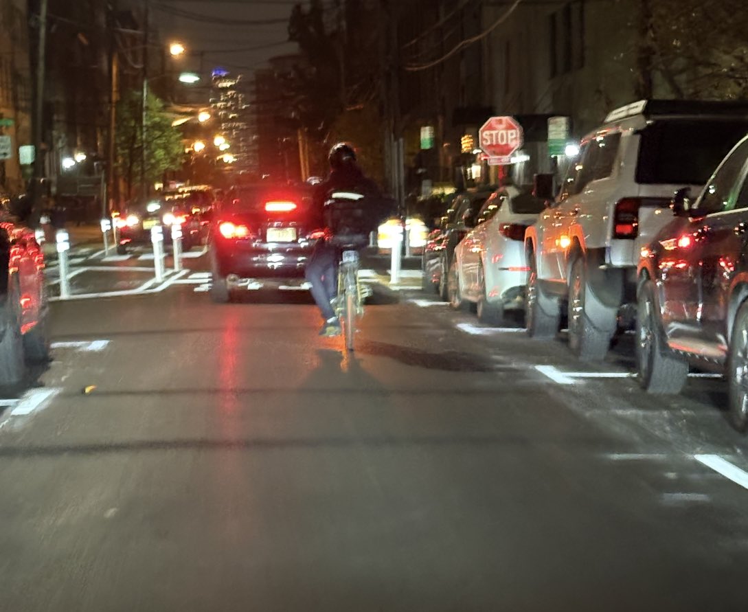 The Protected bike lane on 4 ft away must have been full…