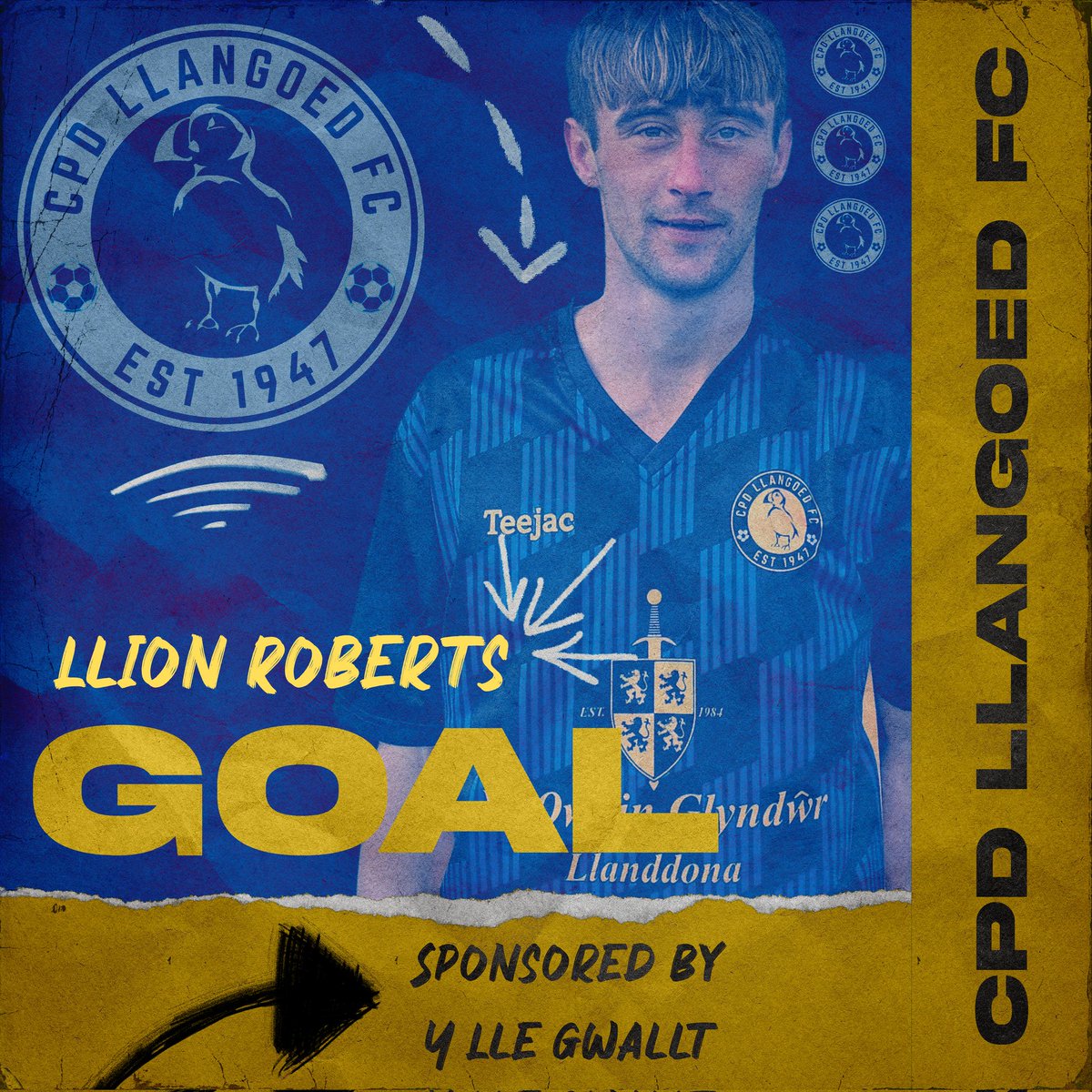 CPDLlangoedFC's tweet image. GOOOOOALLLLLL 1-0
45Mins Llion Roberts