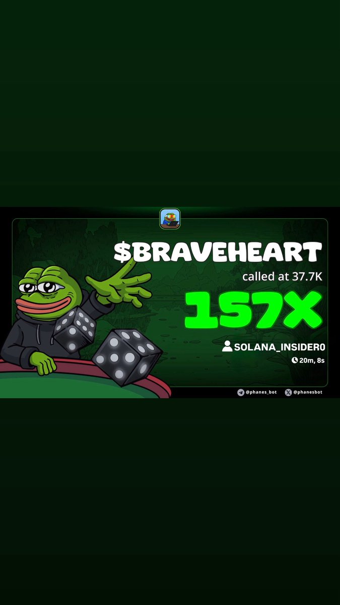 You’re missing out if you’re not in my Telegram group.

Y’all already missed plays like:
$DOLLAR – $IRYNA – $STREAMER – $BRAVEHEART

Telegram chads have been securing profits 🍀 on these tickers.
DM: t.me/Solana_insider0 to join and start making real gains 📈

LFG 🔥🚀
