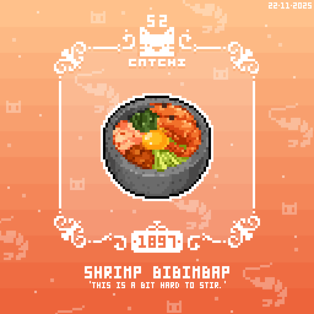 Catchi_52's tweet image. ＜蝦子石鍋拌飯＞
「這有點難拌阿」

- 22/11/2025 [像素日更 Daily pixel 1897] #像素 #美食 #pixels #pixelart #food #drawing #tasty #illustration #art