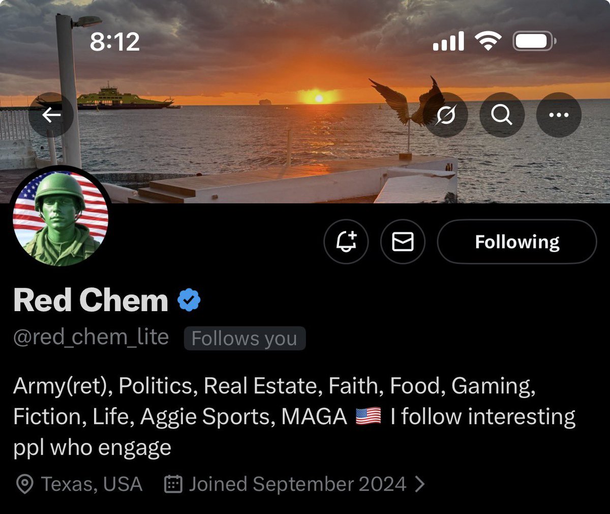 Start the day with a good follow. <a href="/red_chem_lite/">Red Chem</a> is a veteran and a major veteran advocate on X.
He’s a great friend of mine who promotes veteran accounts and helps people all the time.
He might be a little funny too 🤣
Give him a follow please