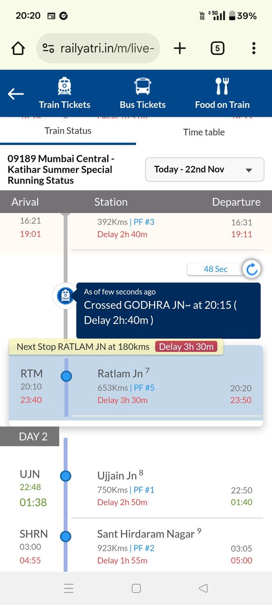 sv31786's tweet photo. Train: 09189 is delayed by 3h:30m. Kindly refund my ticket money. @RailMinIndia @RailwaySeva @RailMadad https://t.co/5KqgFIg0pa