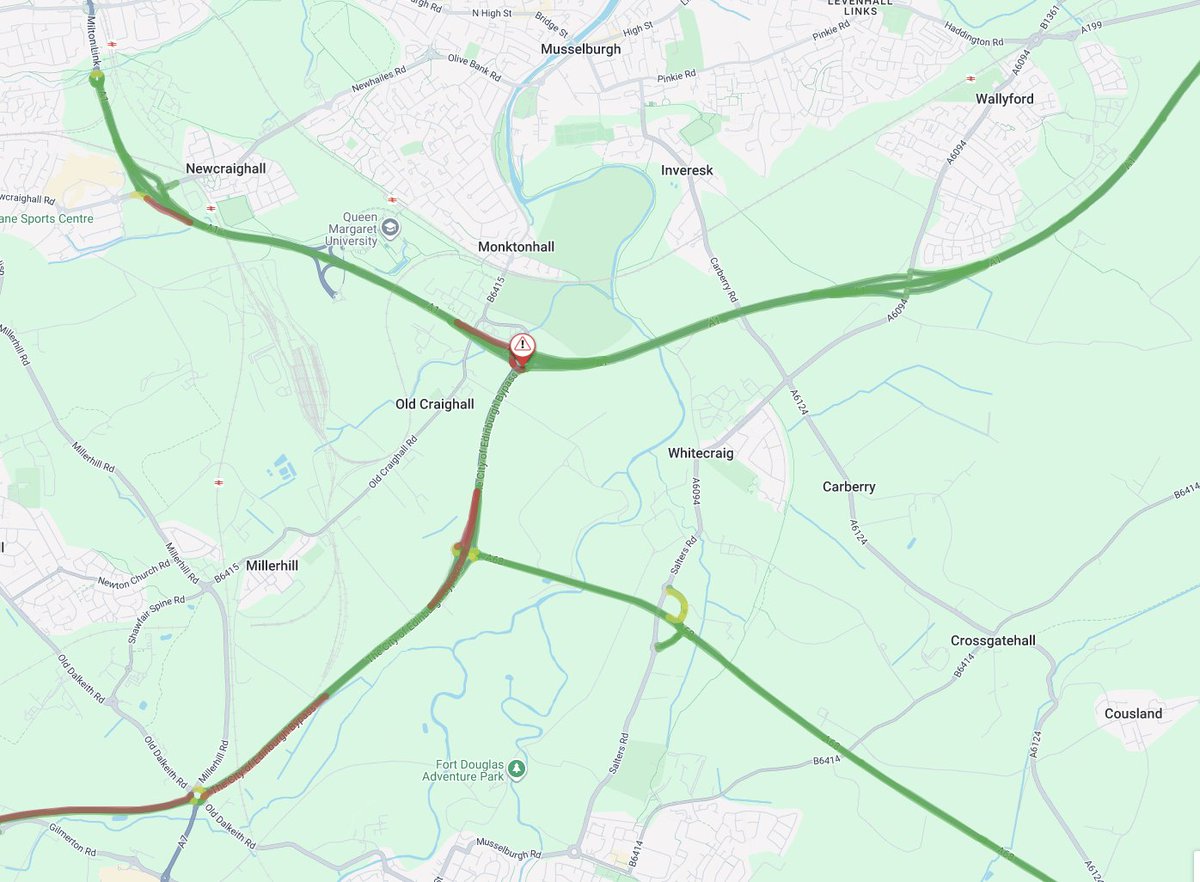 trafficscotland's tweet image. NEW❗⌚ 14:55
 🛣️#A720 Old Craighall
⚠️The A720 is restricted at the Old Craighall junction due to a broken down vehicle

🚗Drivers are advised to expect delays and #UseCaution on approach

❗️Updates to follow

@SETrunkRoads