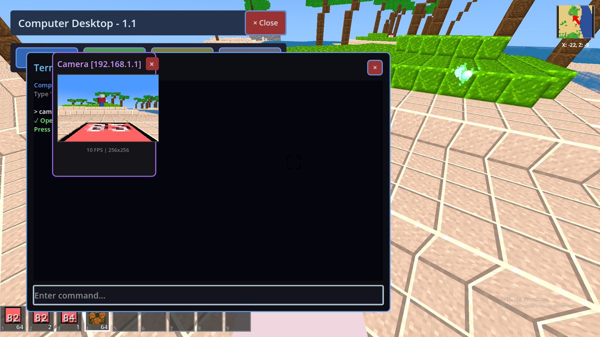 VikerusForrest's tweet image. A live feed in game! Made possible with advanced copper wire and computercraft. Perfect for multiplayer bases! #Steam #indie #IndieGameDev #computer #ai #minecraft #oblivion #pcgamer #gamespot #gamedev