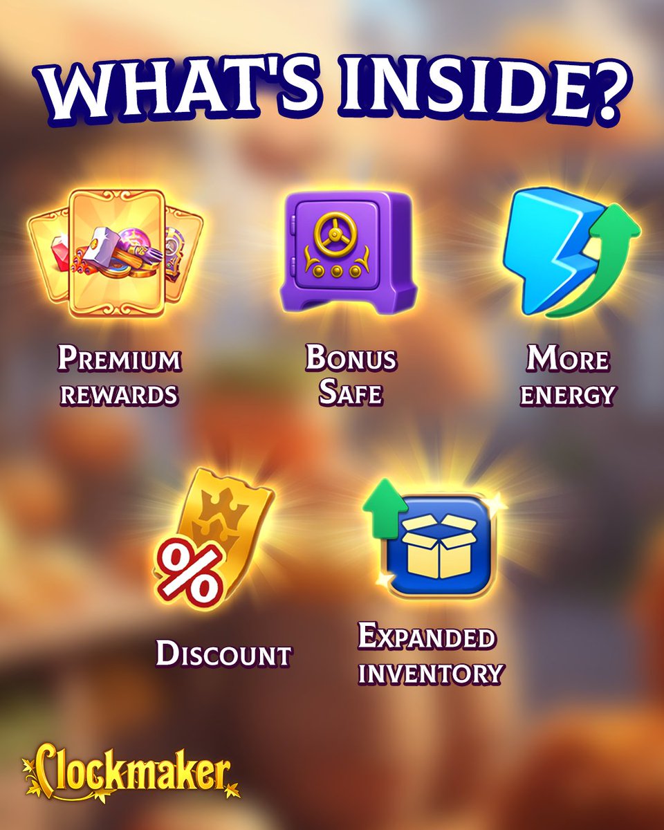 ClockmakerGame's tweet image. 🎟️✨ 𝐌𝐚𝐤𝐞 𝐅𝐚𝐥𝐥 𝐂𝐥𝐞𝐚𝐧𝐢𝐧𝐠 𝐞𝐯𝐞𝐧 𝐦𝐨𝐫𝐞 𝐫𝐞𝐰𝐚𝐫𝐝𝐢𝐧𝐠 𝐢𝐧 𝐂𝐥𝐨𝐜𝐤𝐦𝐚𝐤𝐞𝐫! ➡️ play.belka-games.com/twi

Now you can get a 𝐌𝐞𝐫𝐠𝐞 𝐏𝐚𝐬𝐬 to unlock exclusive rewards in the event! Learn more about them below 👇

#mobilegaming #mobilegames