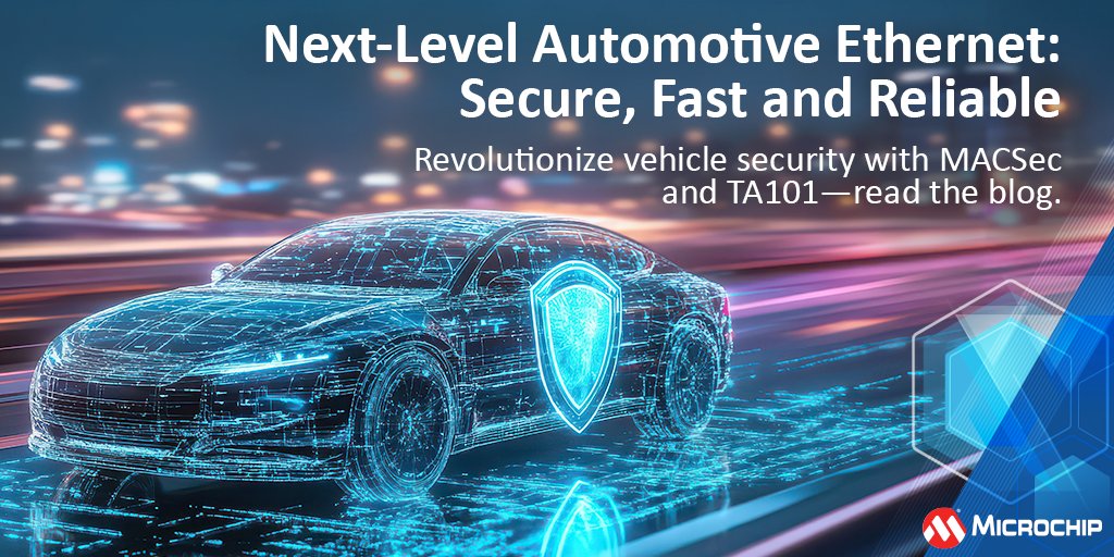 MicrochipTech's tweet image. Protect vehicle networks—MACSec and TA101 TrustAnchor IC deliver robust key management and authentication for secure, high-speed automotive Ethernet. Read the blog to learn more: mchp.us/4oDZHtr. #ConnectedVehicles #AutomotiveEthernet #Cybersecurity
