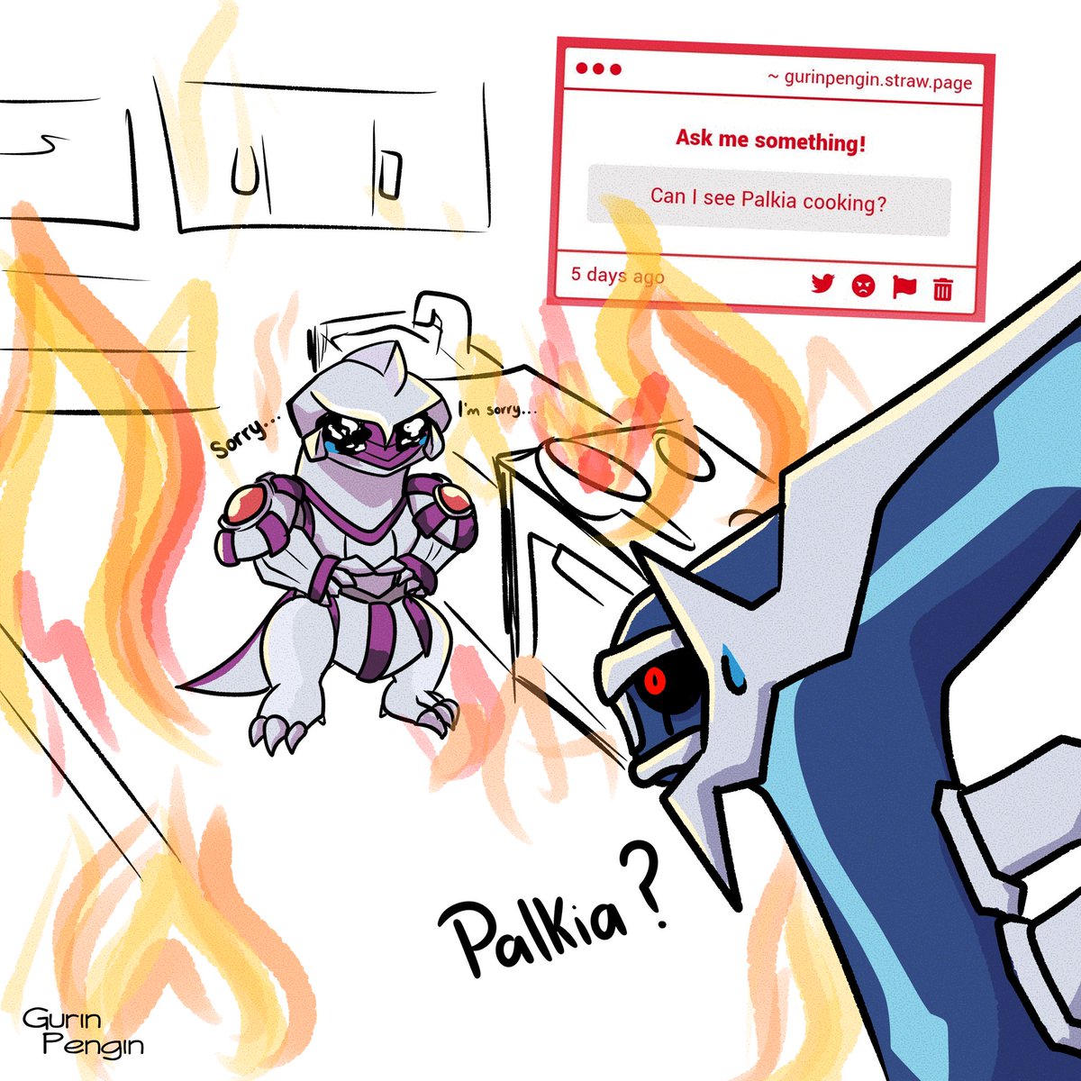 Gurinpengin's tweet photo. #Pokemon #Palkia #Dialga https://t.co/yDKS9FnoVV