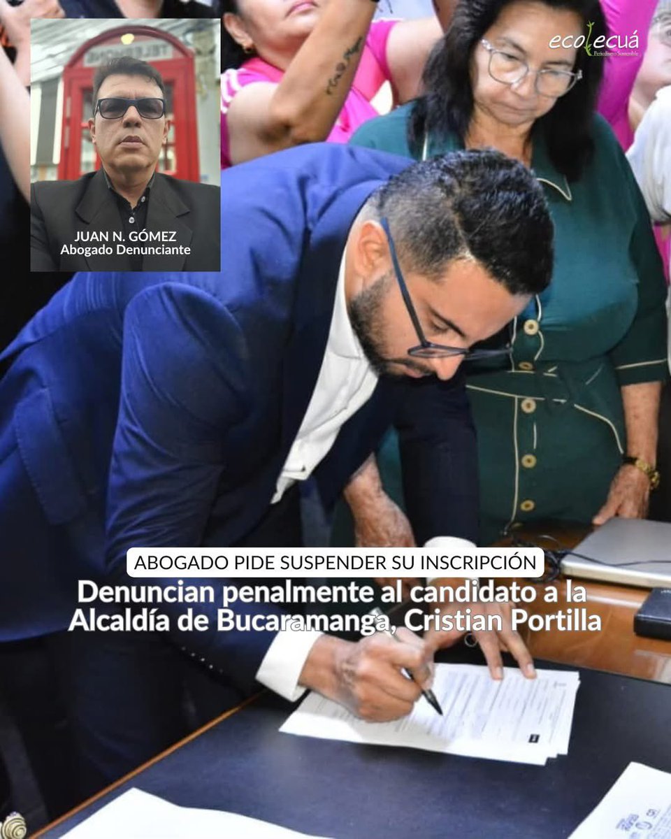 Abogado que “tumbó” a Jaime Andrés Beltrán de la Alcaldía de Bucaramanga pide a la <a href="/FiscaliaCol/">Fiscalía Colombia</a> que suspenda la inscripción del candidato Cristian Portilla al denunciarlo por la presunta comisión de los delitos de falsedad ideológica en documento público y fraude procesal.

➡️