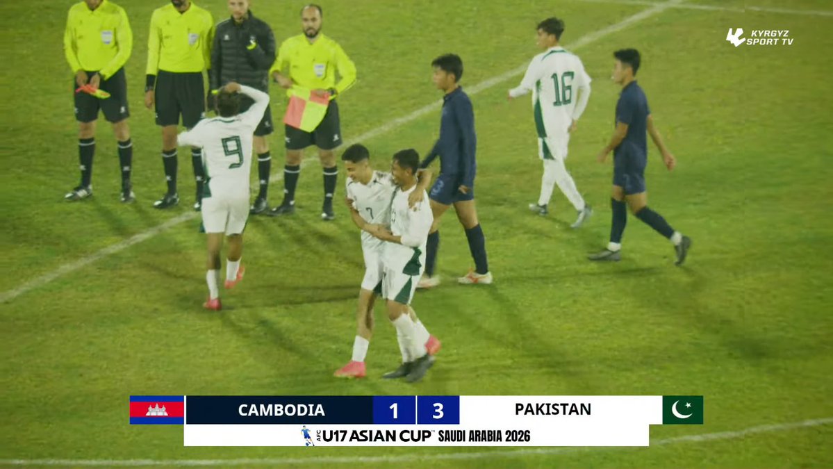 FootballPak's tweet image. FT: Cambodia 1-3 Pakistan

Goals from Muhammad Abdullah, Abdul Samad and Hamza Yasir give Pakistan a win in #AFCU17 qualifiers. 

However, &apos;jaldbazi&apos; on the ball and fitness issues of some players is a big concern. Pakistan face hosts Kyrgyzstan on 24 Nov.