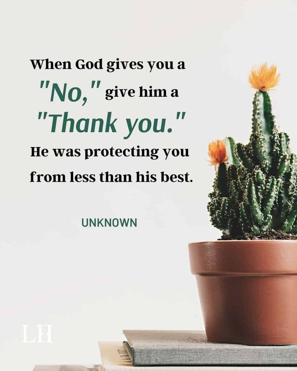 IreneFenswick's tweet image. When God gives you a “No,” give him a “Thank you.” He was protecting you from less than his best. 
#ThankYouGod #DivineProtection #TrustHisPlan