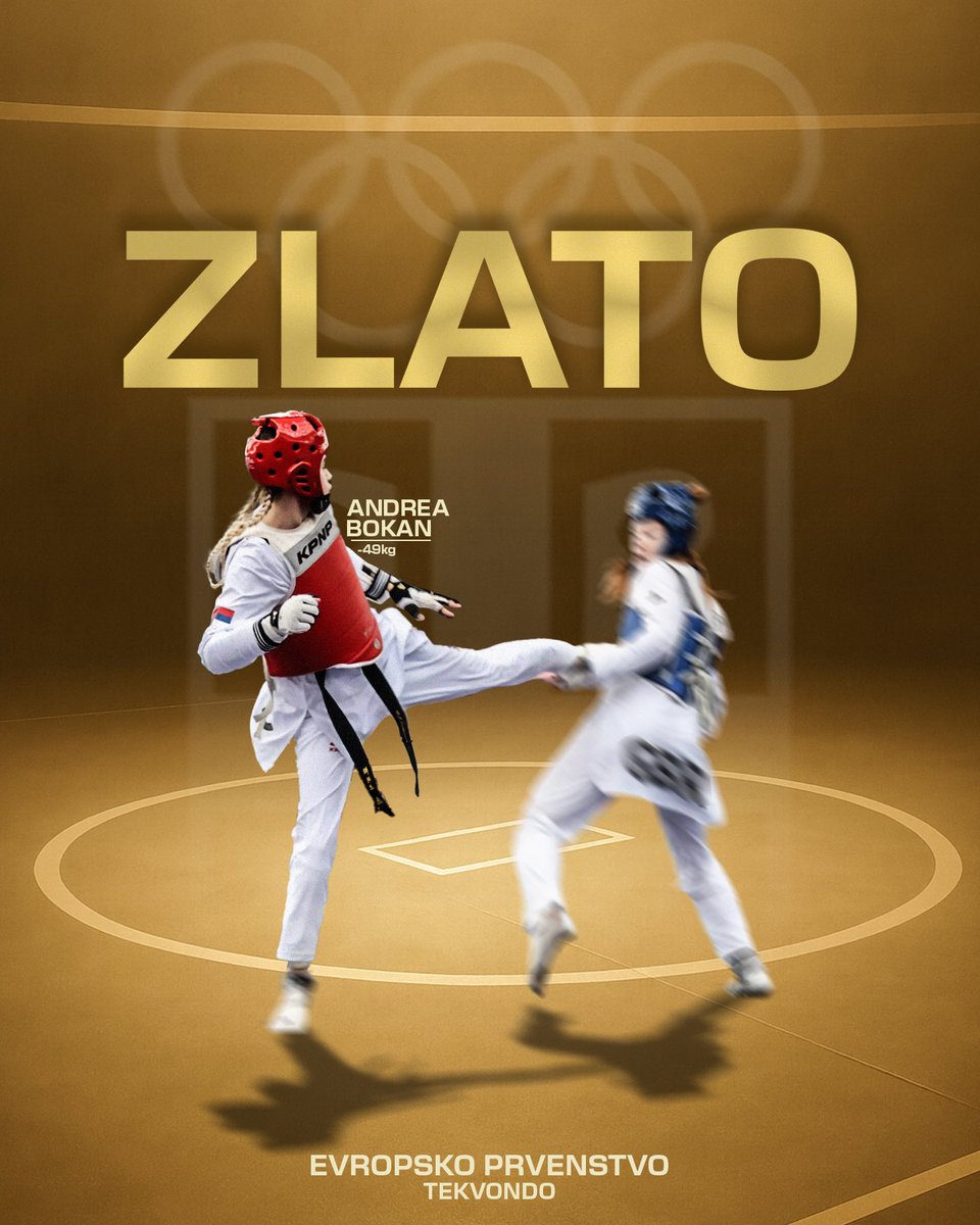 🥇ANDREA BOKAN JE ŠAMPIONKA EVROPE!

🇷🇸 Tekvondistkinja #TeamSerbia Andrea Bokan (-49kg) osvojila je ZLATNO odličje na Evropskom prvenstvu u olimpijskim kategorijama koje se održava u Švajcarskoj!

🔥Andrea je u finalu bila ubedljiva protiv Irine Rogozine rezultatom 2:0 i stigla