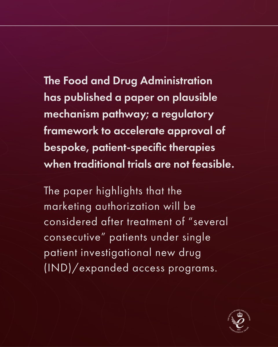 scendea's tweet image. The @US_FDA has published a paper on a plausible mechanism pathway, a #regulatory framework to accelerate approval of bespoke, #patient-specific #therapies when traditional trials are not feasible.
-
For more information on this guidance, get in touch: scendea.com/contact