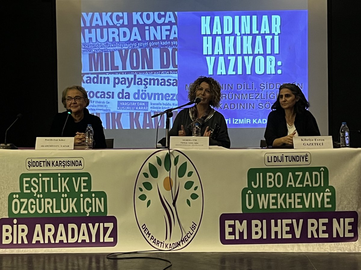 Prof. Dr. Eser Köker, Kibriye Evren ve Türkan Aslan Ağaç’ın katılımıyla düzenlediğimiz panelde;
medyanın dili, şiddetin görünmezliği ve kadının hakikati yansıtma biçimini konuştuk.