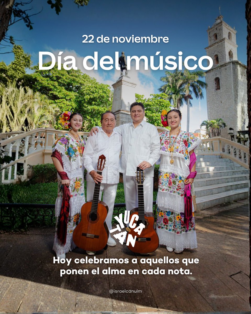Donde hay música, hay vida 🎵

Hoy en el Día Internacional del Músico, celebramos a quienes convierten las emociones en canciones. En Yucatán, la trova es el sonido del amor, la nostalgia y la cultura hecha melodía.

💛 ¡Dale like y celebra este arte que nos mueve!