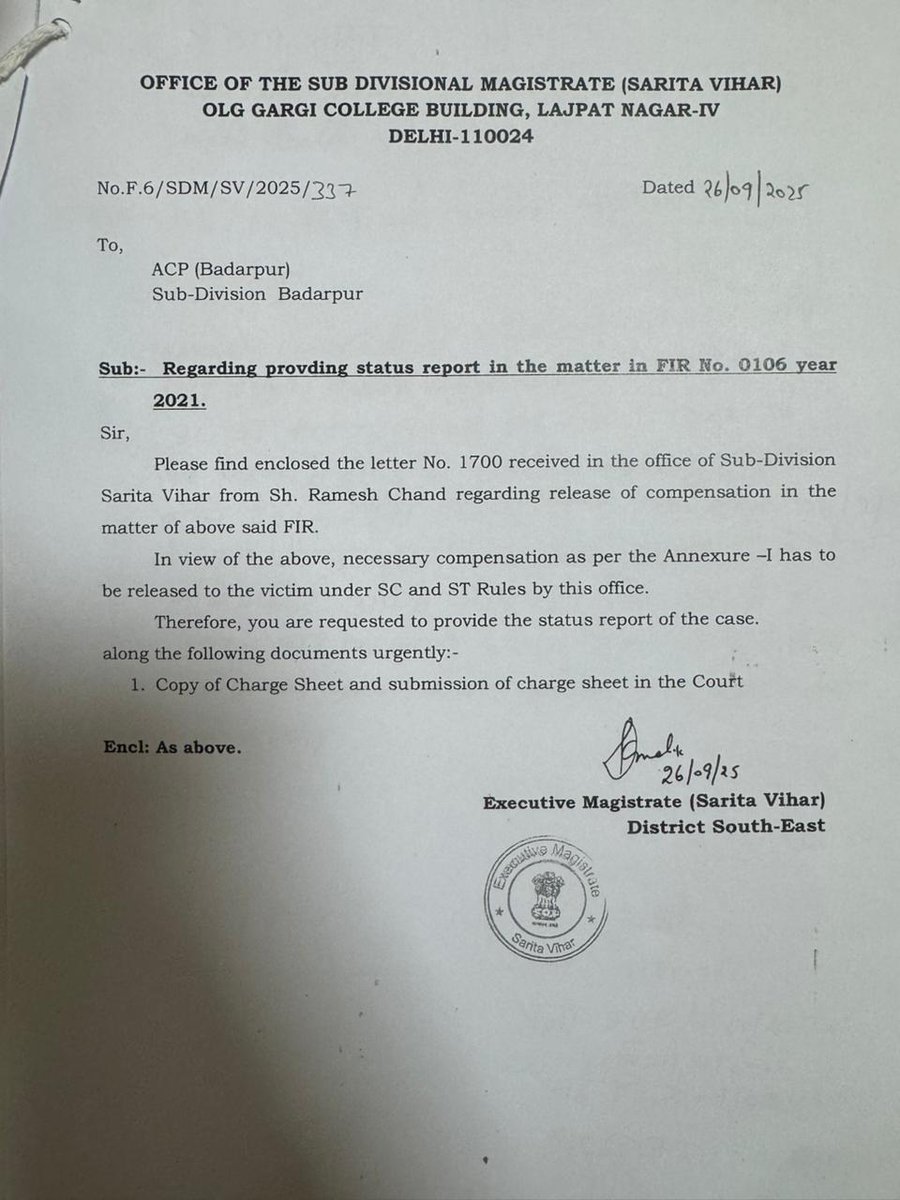 deewangautam's tweet photo. @DCPSouthDelhi  @DelhiPolice @NCSC_GoI  @JaitpurSho @JointCPSR  @CPDelhi @sdm_south_delhi   Who will reply to this matter? The complainant is only facing harassment and is being compelled to run from one office to another please help this https://t.co/GdmCW6P70Y