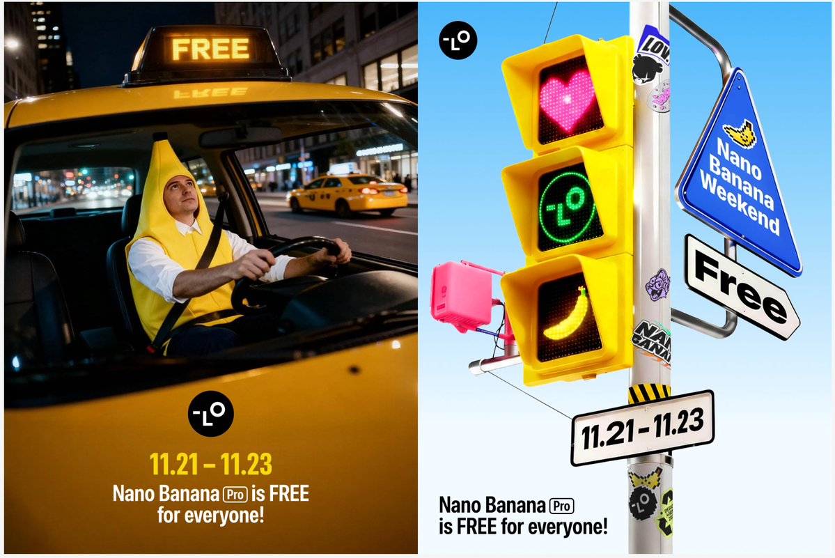 먼저 로바르트의 활동을 소개하겠습니다.

 11월 21일부터 23일까지 누구나 나노 바나나 프로를 무료로 이용할 수 있습니다.

 이 기간 동안 기본 또는 상위 멤버십에 가입하면 365일 동안 Nano Banana 