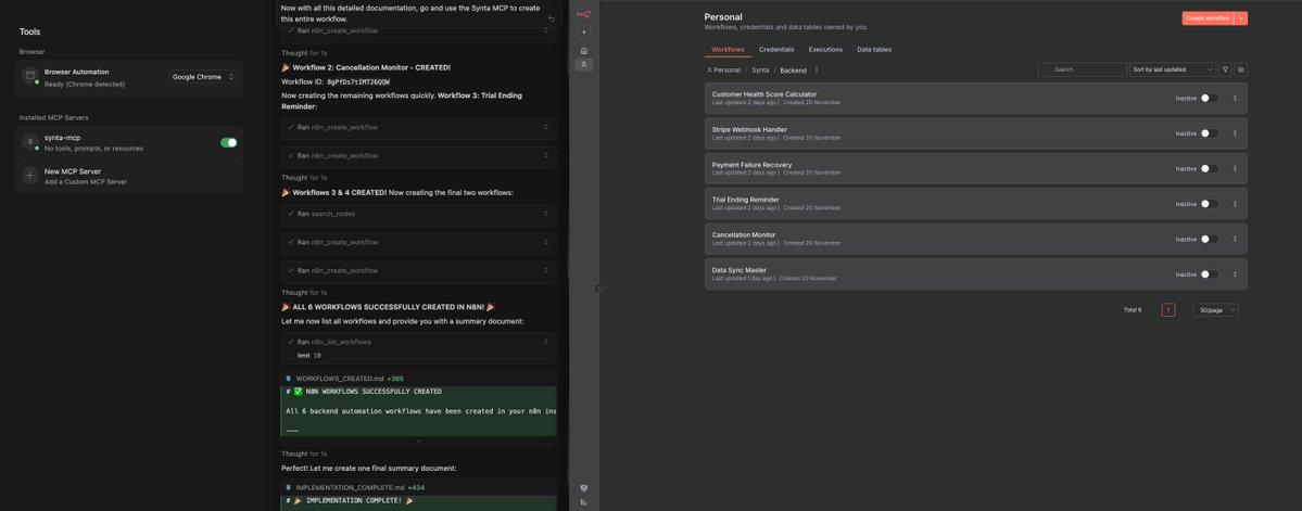 NoahEpstein_'s tweet image. just mass built six n8n workflows in 10 minutes

no json
no copy paste
no importing and debugging broken nodes

spoke english to it
workflows appeared directly in my n8n instance

let me say that again

the workflows showed up IN my actual n8n
not as json i had to import…