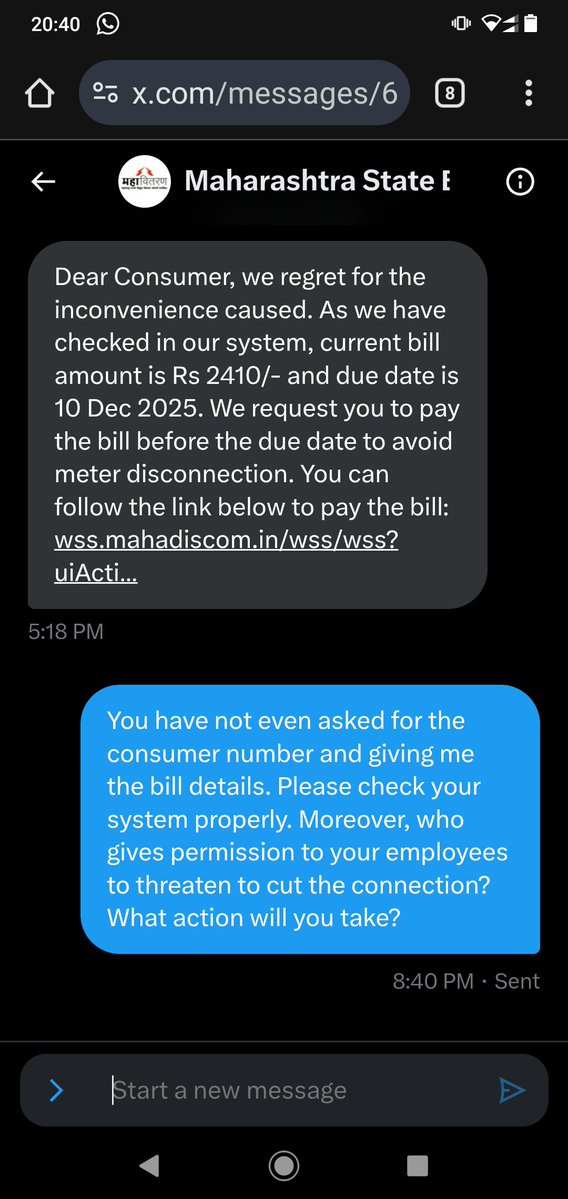 tanay_sil's tweet image. This is the reply... 

@CMOMaharashtra you should be congratulated for handling such departments. 

However, no reply on who permitted to illegally threaten the consumers? And what action will be taken against such employees?