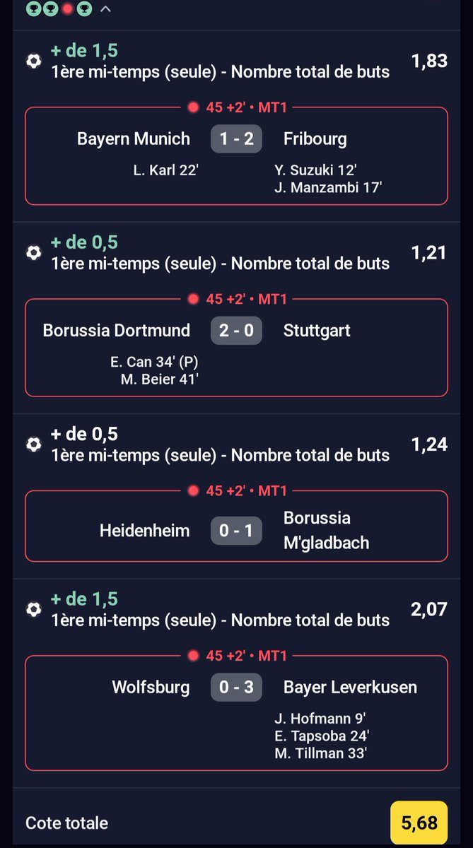 C'est validé dans le TG !! COTE ! 5,68 🥶🥶🔥
t.me/+lxWtNuf71iIxZ…
#TeamParieur #TeamParieurs