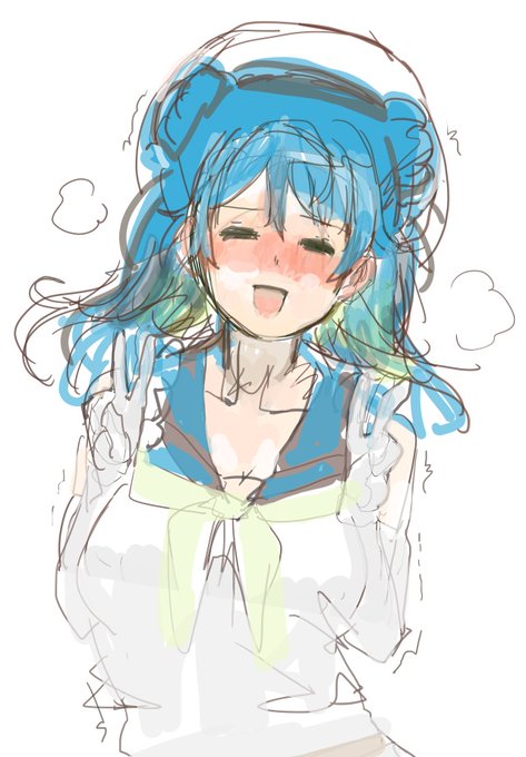 お久しぶりです
ファンサしてくれる浦風クンを描きました 