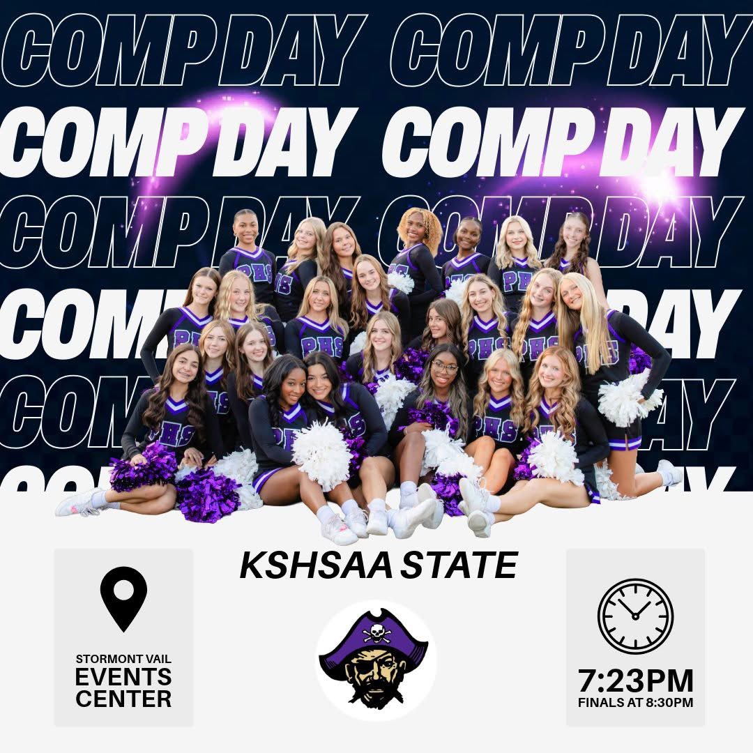 It’s STATE DAY!!!! 

Come out to our send off at the HS at 1:20p and then head to Topeka tonight to watch us perform! We’d love to see you there!

Let’s go Pirates! 🏴‍☠️