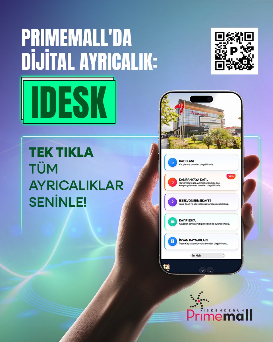 Primemall’da dijital konfor dönemi başladı!

IDESK ile kampanyalara katılabilir, yönlendirmelere bakabilir, istek–şikayet oluşturabilir, her şeye anında erişebilirsin.

Tek tıkla ayrıcalık seninle.

#Primemallİskenderun #AyrıcalıkDeyincePrimemall #KasımdaPrimeBaşkadır