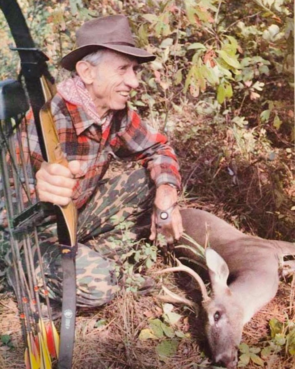 Fred Bear happy with  a 3 point Buck. Gotta follow his ambitions