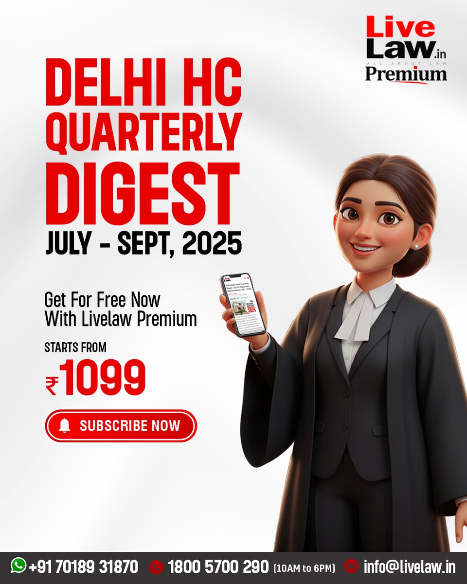 LiveLawIndia's tweet image. 💼 Missed important judgments?

From the courtroom to your fingertips — LiveLaw Digests bring together key rulings, expert summaries, and essential legal updates.

📘 Get your latest LiveLaw Digest free with Premium!
👉 Check now: zurl.co/2caRk

Stay informed. Stay…