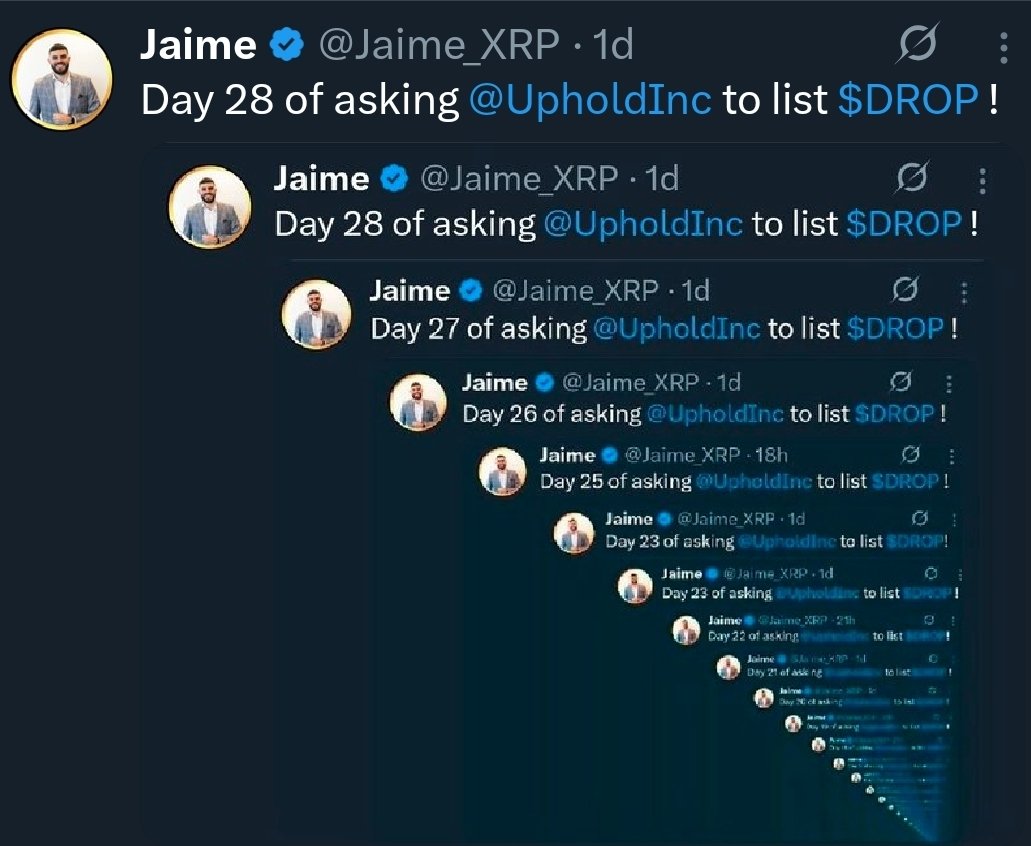 Day 30 of asking <a href="/UpholdInc/">Uphold</a> to list $DROP !