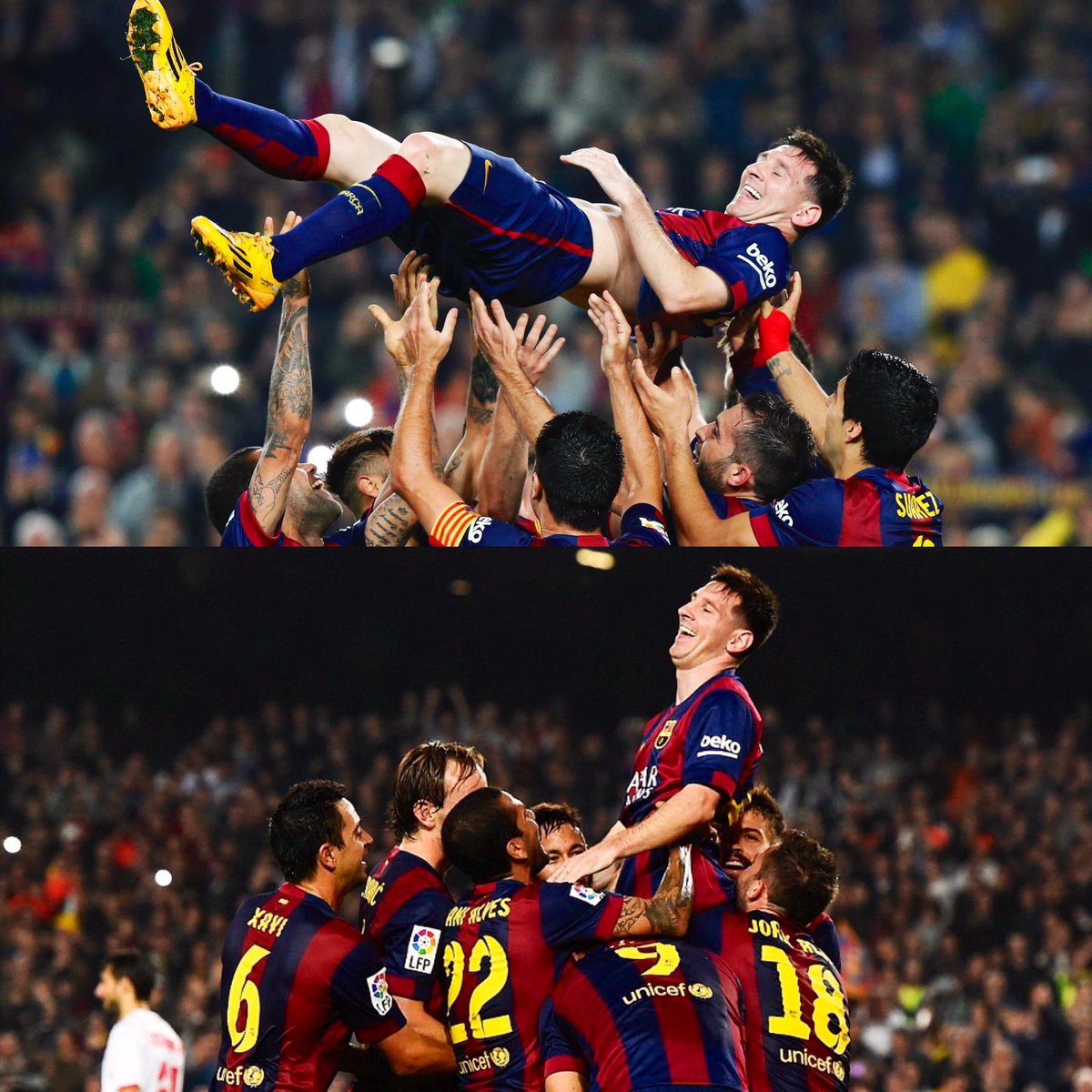 🚨🚨✅| BREAKING: The entire Camp Nou is chanting Leo Messi's name in the 10th minute of the match.