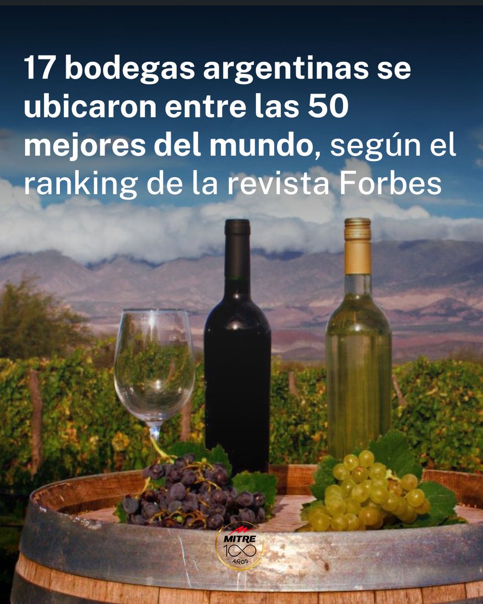 🍷🇦🇷 Las bodegas argentinas ratificaron su trascendencia a nivel mundial. 

⚠️ Un prestigioso ranking publicado por la revista Forbes eligió a las 50 mejores bodegas del mundo, en el que 17 son argentinas.

❗ Cabe remarcar que para llevar adelante el informe se basaron en un