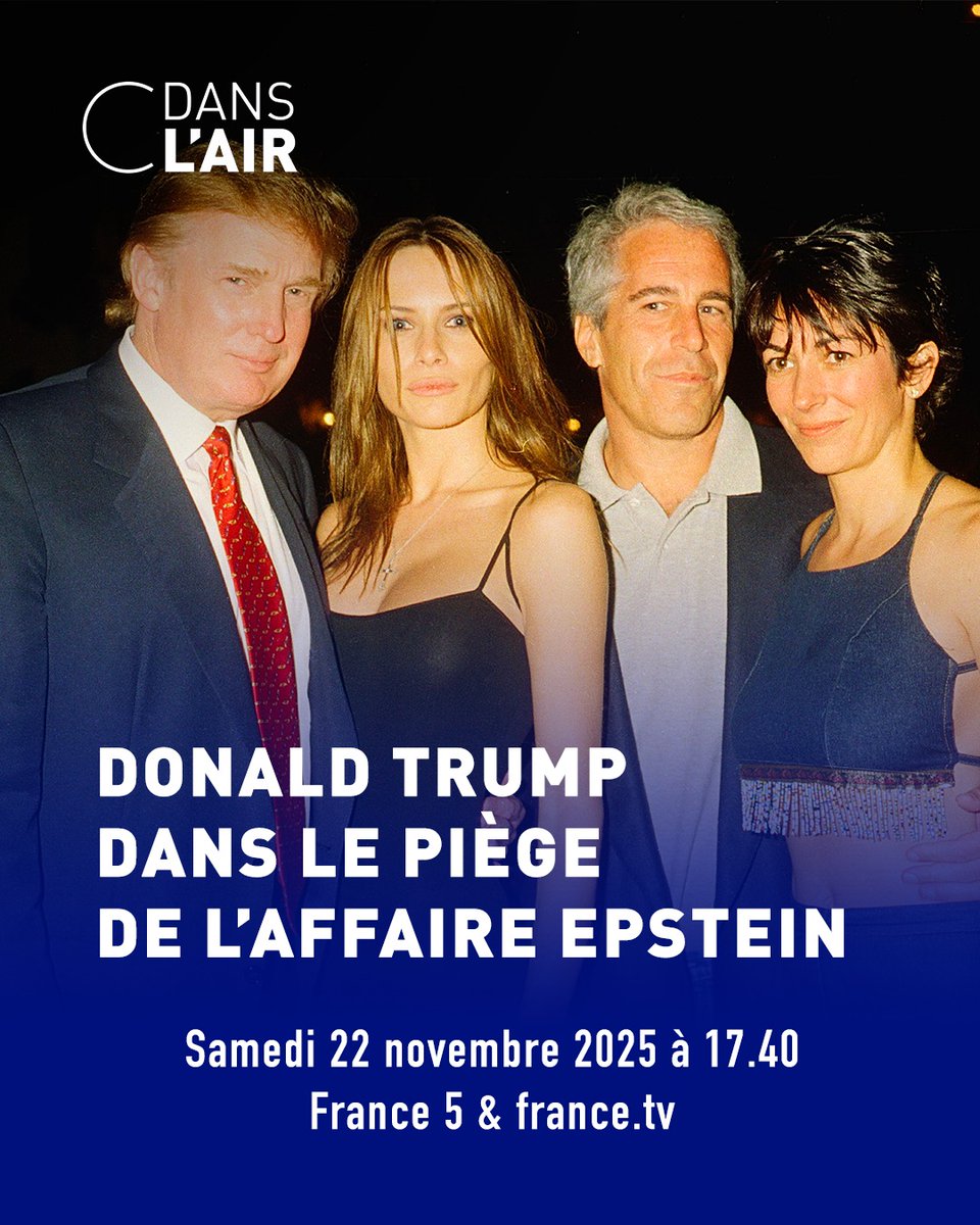 ⬛ Donald #Trump dans le piège de l'affaire #Epstein

C'est le sujet du jour de #cdanslair : bit.ly/EmissionCdansl…
<a href="/AureCasse/">Aurélie Casse</a> vous donne rendez-vous à 17.40 avec <a href="/PhilippeCorbe/">Philippe Corbé</a>, <a href="/CorentinSellin/">Corentin Sellin</a>, <a href="/marjoriepaillon/">Marjorie Paillon</a> et <a href="/Ockrent/">Christine Ockrent</a>.

À tout à l'heure sur France 5 !
#DonaldTrump