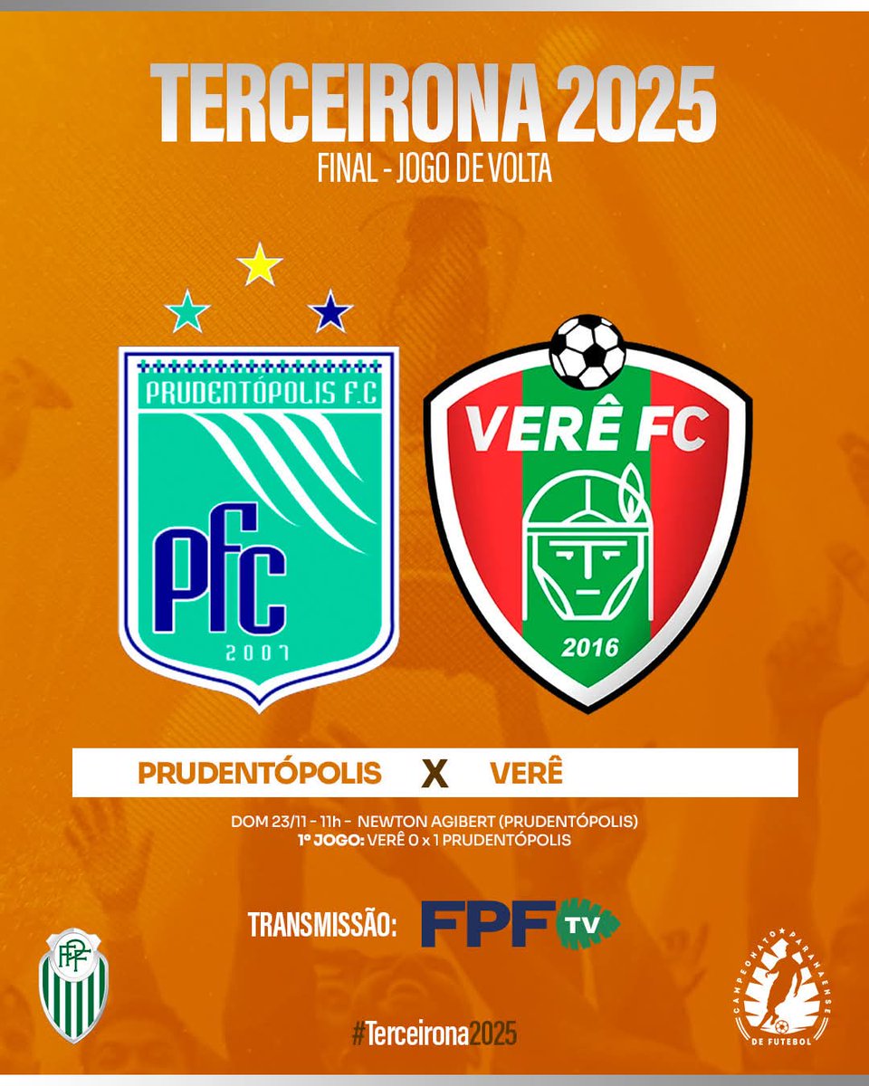 Verê e Prudentópolis já confirmaram o acesso e agora vão em busca do título‼️⚽️🏆⚔️

Quem leva a taça da Terceirona Paranaense 2025❓️🤔
