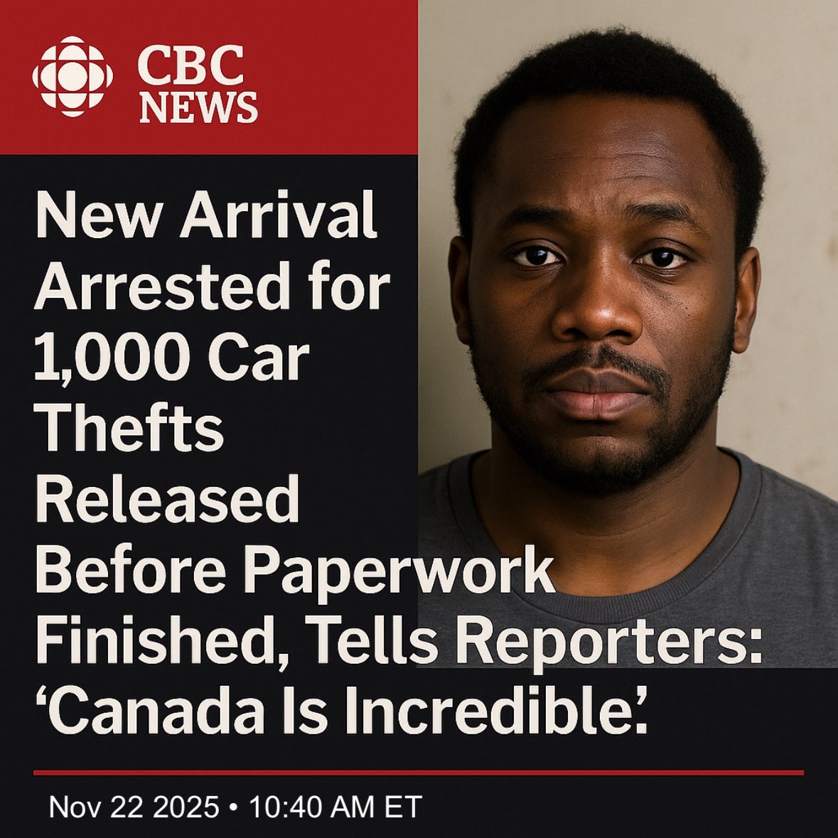 SatireSquadHQ's tweet image. 🇨🇦OTTAWA—Walking out grinning, he told reporters:

“Canada is incredible. I steal cars, get released, and now I own five Toronto condos. Your system really works!”

Police quietly confirmed the man had already leveraged his “entrepreneurial success” into multiple downtown…