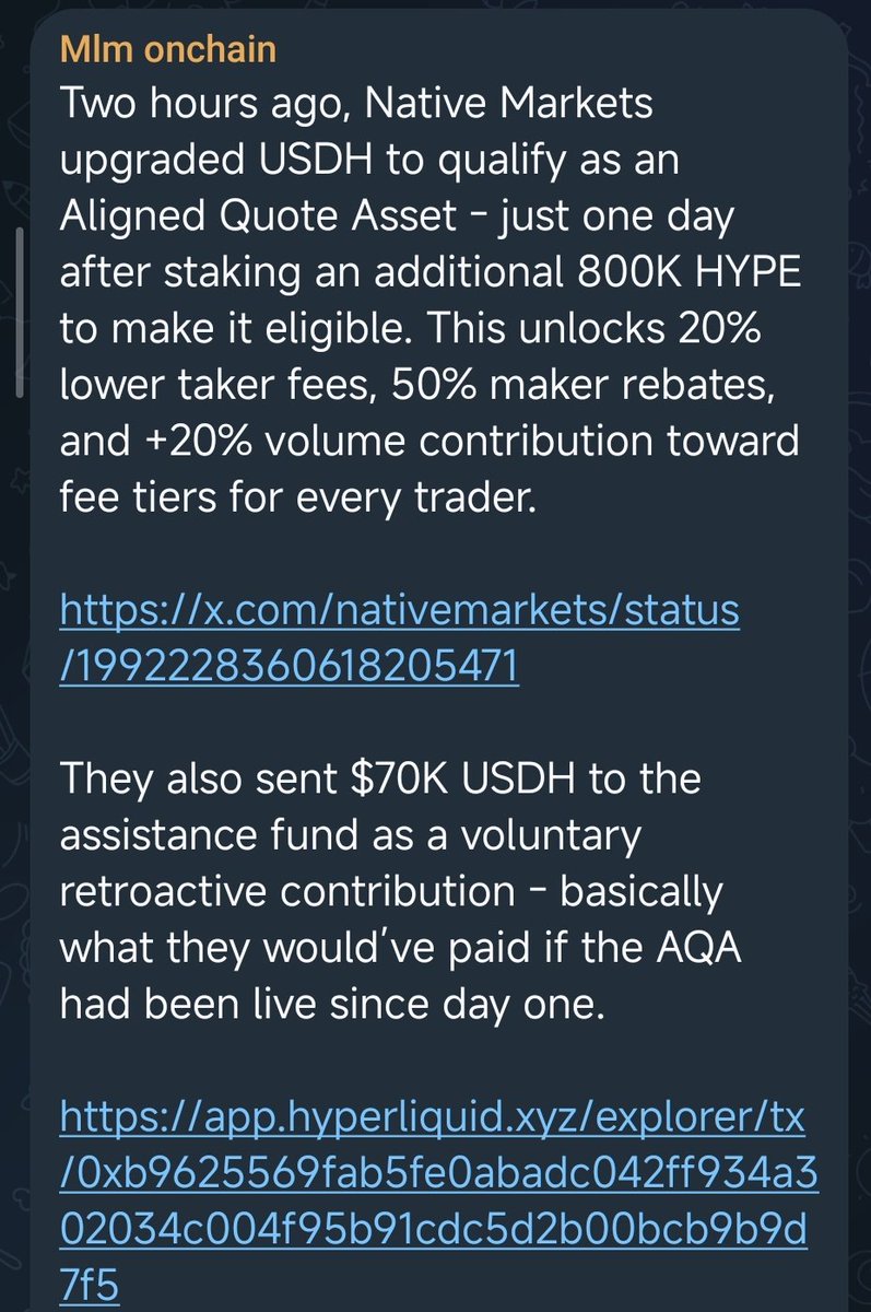 Goated move by <a href="/nativemarkets/">Native Markets</a>.

Spot $HYPE sinks &amp; AF buybacks are unmatched. Supply keeps constricting daily. 

We must all do our part to grow the HL eco on our way to the top.

Keep accumulating SPOT &amp; chill.

Hyperliquid.