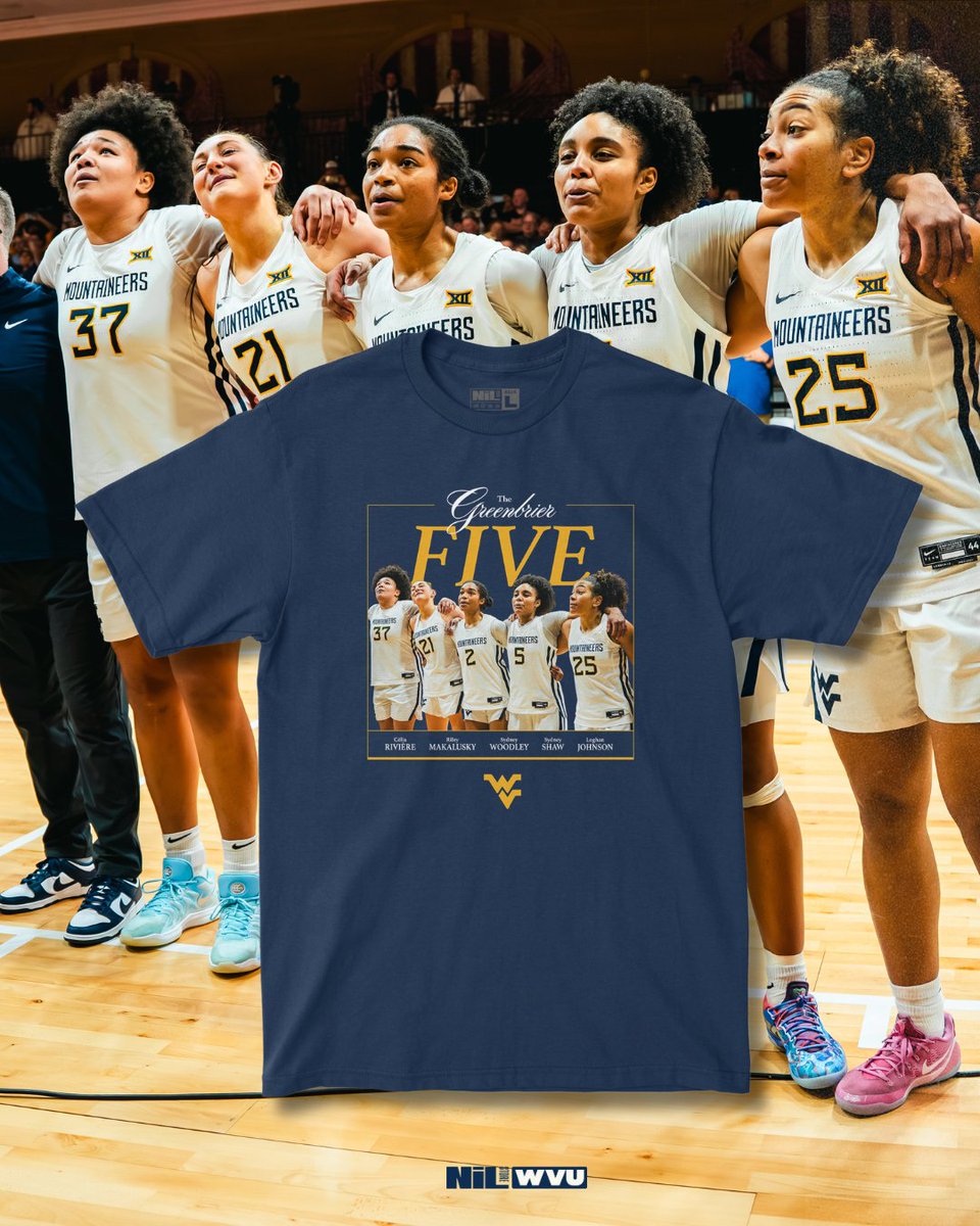 5 players. 1 amazing moment.

Our new drop celebrates the Greenbrier Five and the Mountaineers win over No. 15 Duke! Rep the toughness shown by this group in this limited edition tee!

Shop: nil.store/west-virginia/…