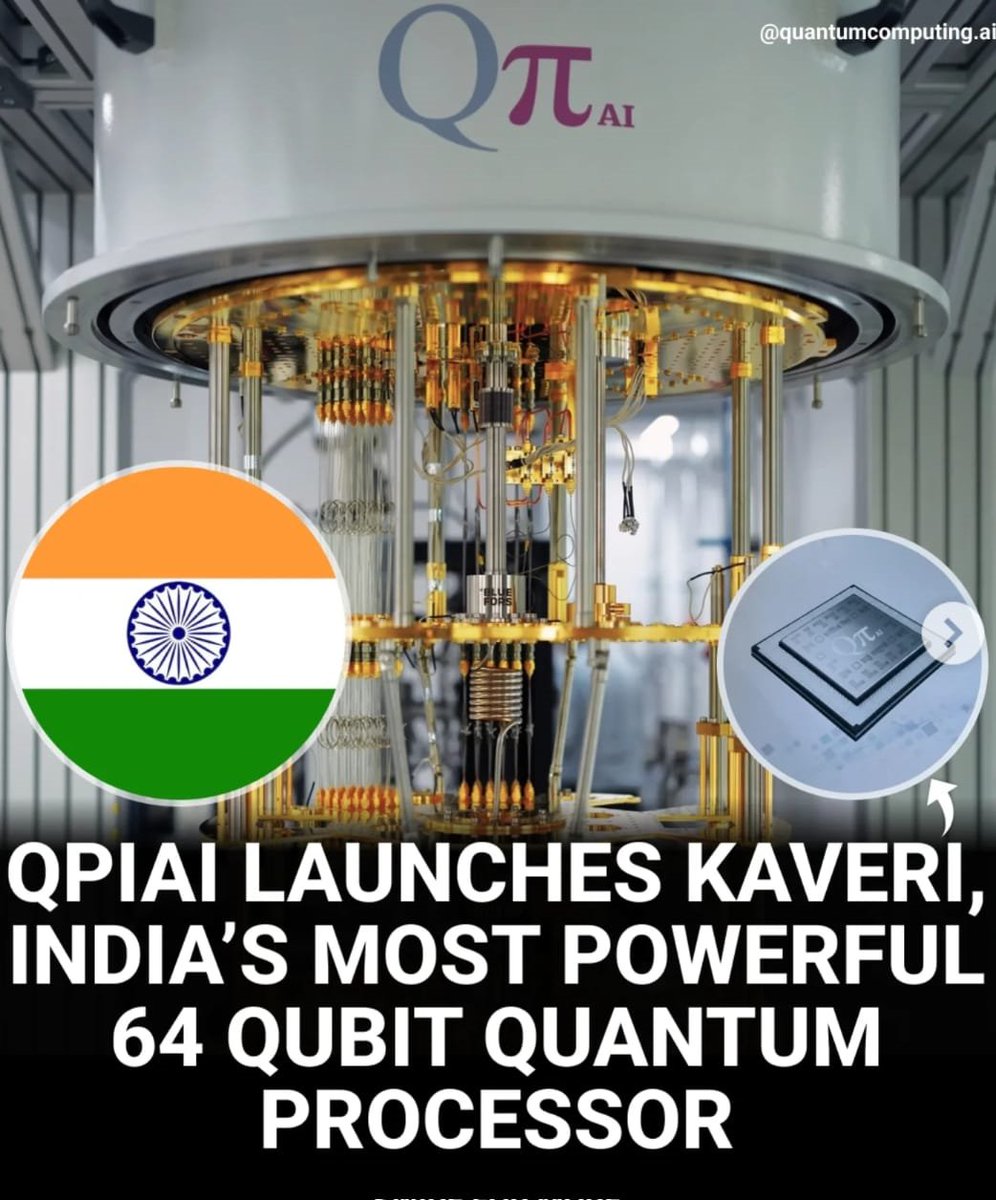 indrabala77043's tweet image. The image is about QpiAI Kaveri, a 64-qubit quantum processor launched by the Indian startup QpiAI.
QpiAI is a deep-tech company based in Bengaluru that specializes in quantum computing and AI modeling.
#Quantum #QuantumPhysics #IndianTech