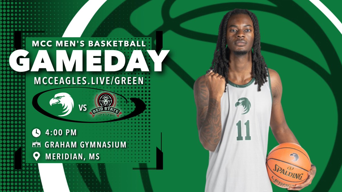 Pack the Graham for the final home game before Thanksgiving.

🆚Reid State
📍Meridian, MS
🕕4:00 PM
🏟️Graham Gymnasium
💻mcceagles.live/green
🦅#FindYourWings